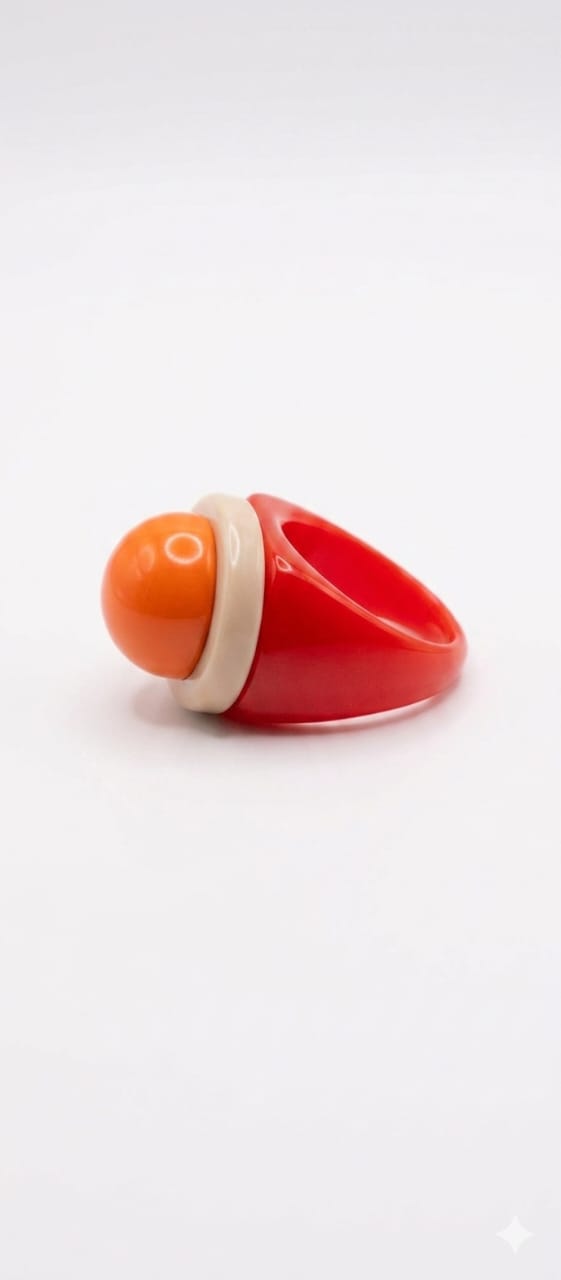 Anillo Vintage Rojo y Piedra Amarillo