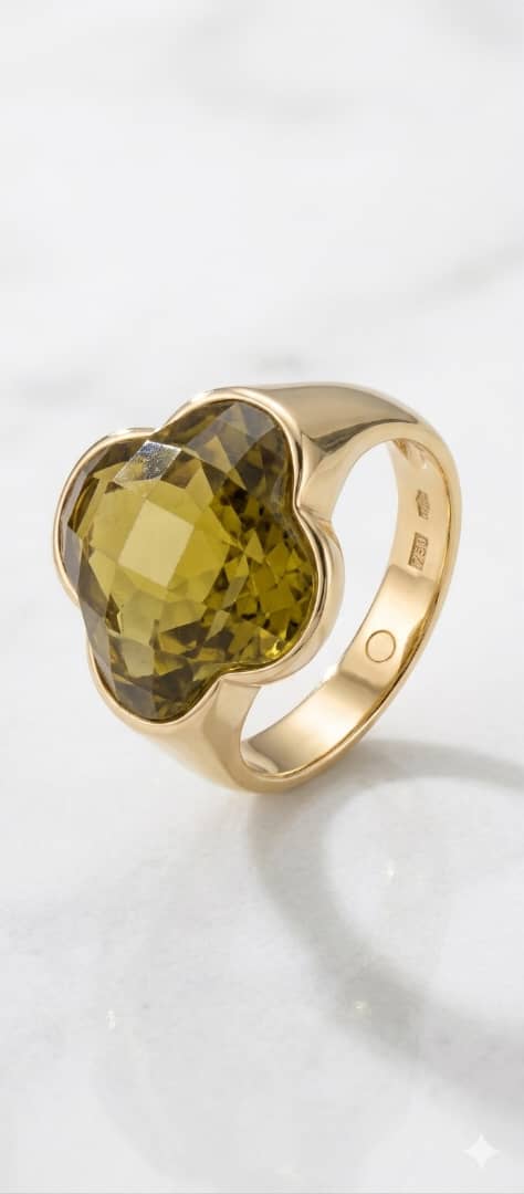 Anillo de Plata Amarillo, Ley 925 con Cuarzo amarillo