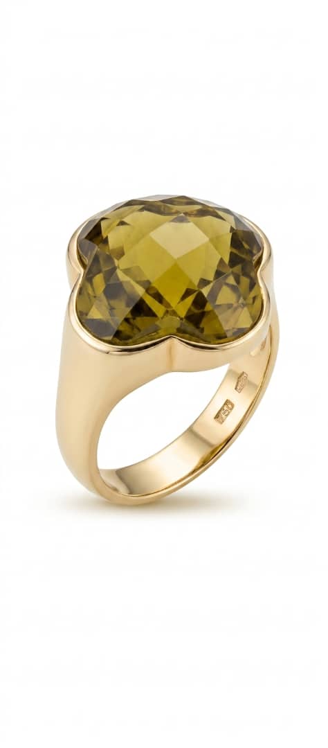 Anillo de Plata Amarillo, Ley 925 con Cuarzo amarillo