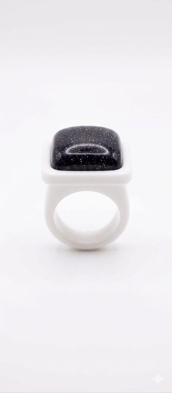 Anillo Vintage Blanco y Negro
