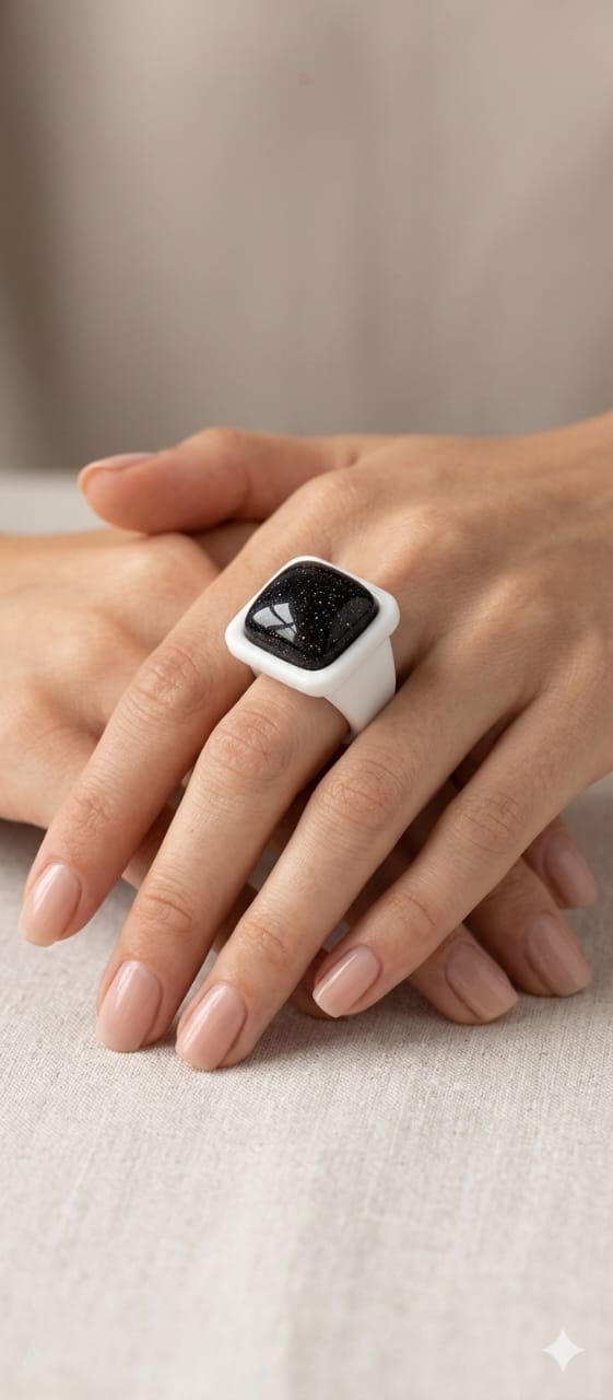 Anillo Vintage Blanco y Negro